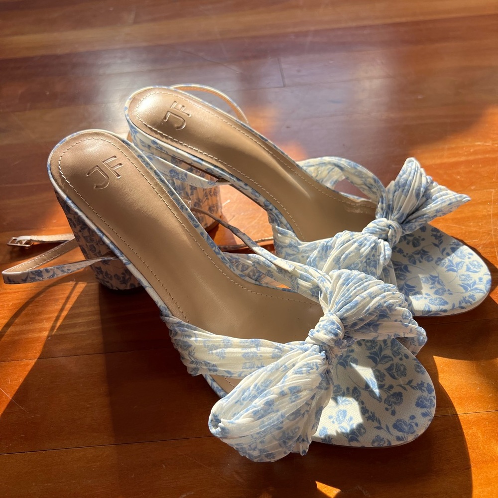 JustFab Poppy Blue Floral Heels